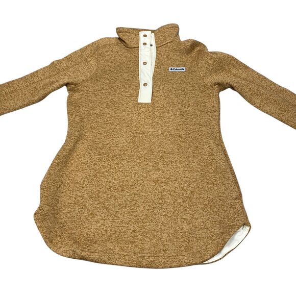 Columbia Women's Small Sweater Weather Fleece Tunic 1/4 Button Camel Brown - Picture 6 of 15